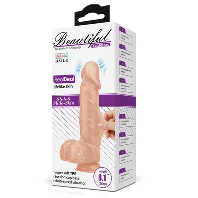 Penis vibro dildo 21cm sa rastegljivom kožicom DEBRA01575