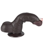 Realistični crni dildo sa izraženim venama i pomerivom kožicom 19cm LVTOY00742