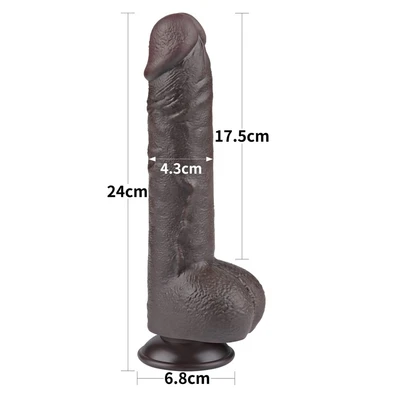 Realistični crni dildo sa pomerivom kožicom 24cm LVTOY00749
