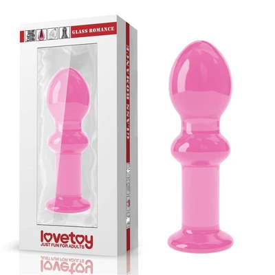 Stakleni analni dildo pink boje 12cm LVTOY00587